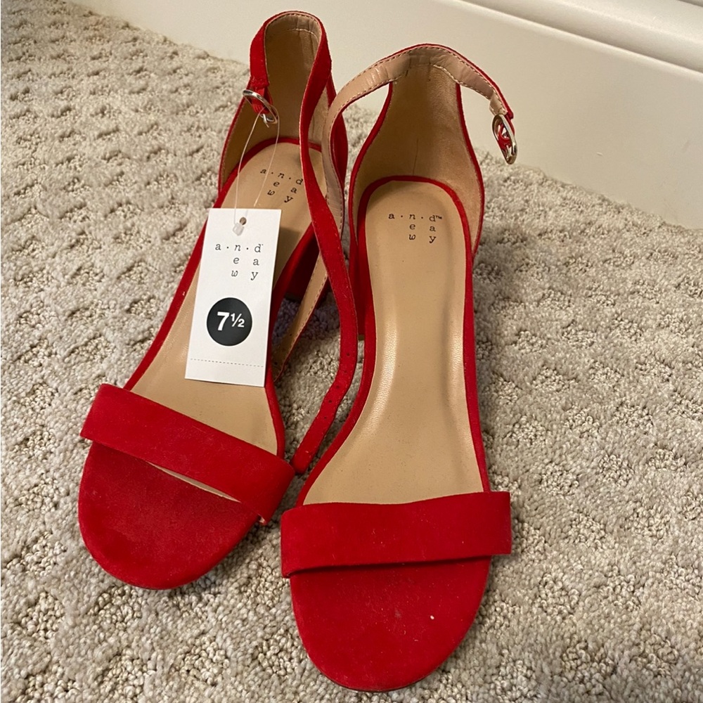 NWT A New Day Red Strappy Sandals- 7.5